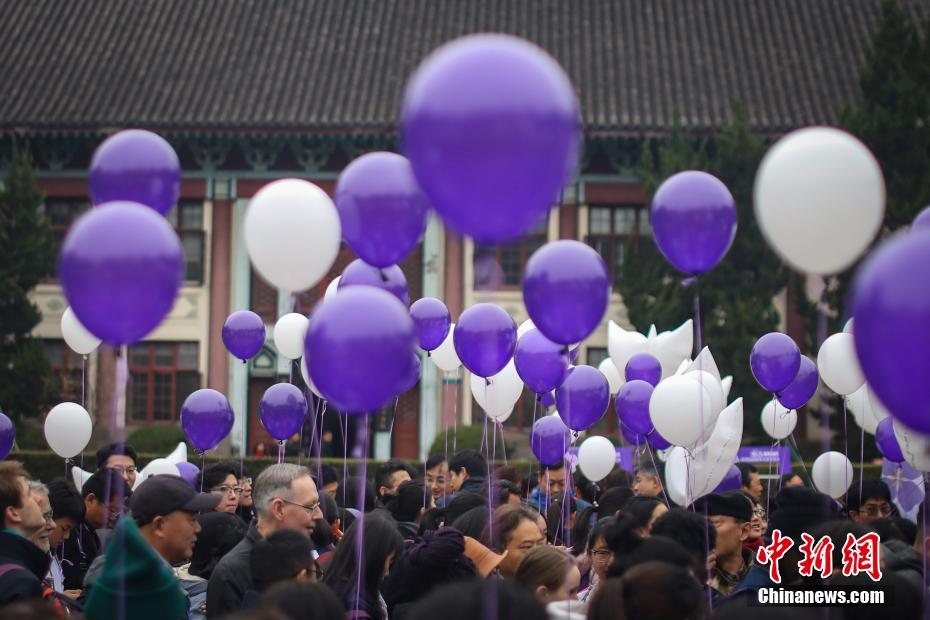 参加第四届国际和平徒步的中外人士在活动现场